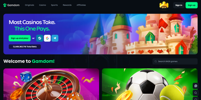 Prévia do site de Gamdom