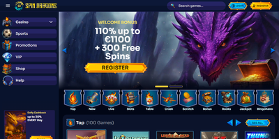 Spin Dragons websted forhåndsvisning